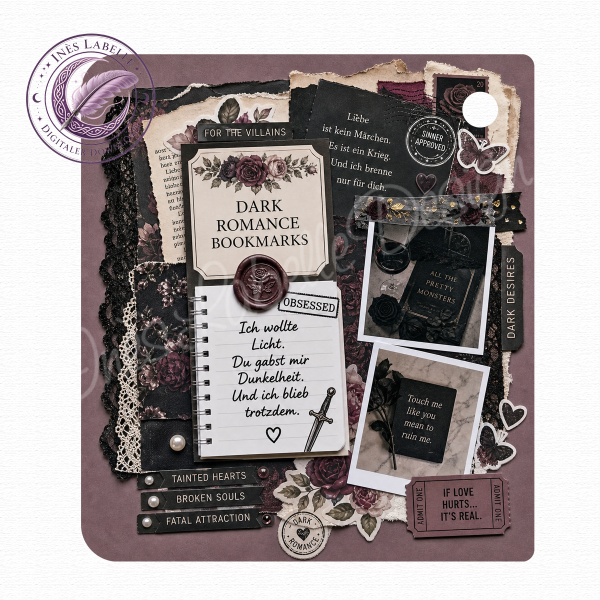 Kobo Libra Colour Inlay | "Dark Romance 1" | Digitaler Download | Printable Insert for Clear Case